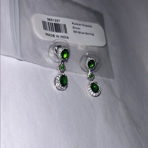 Stunning Green Russian Diopside Zircon 925 Silver Earrings
